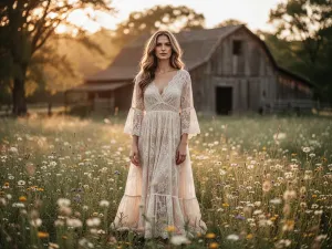 Stylowa kobieta przymierza elegancką sukienkę przed lustrem w nowoczesnym butiku, szukając idealnego kroju dla swojej figury.
